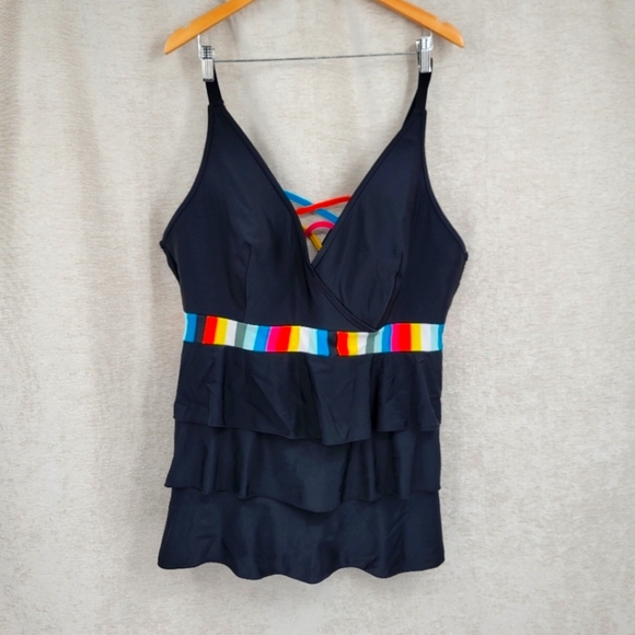Cacique Rainbow Striped Swimsuit - Picture 14 of 15